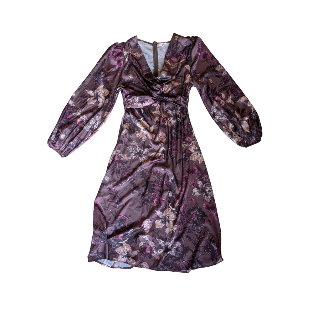 Love Wednesday Floral Satin Dress Fairycore Coquette Romantic - Picture 2 of 6